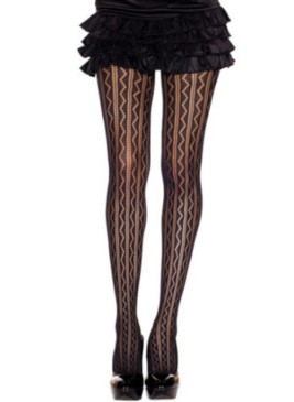 Collant nylon fantaisie noir mi-saison ajouré géométrique - MH5041BLK